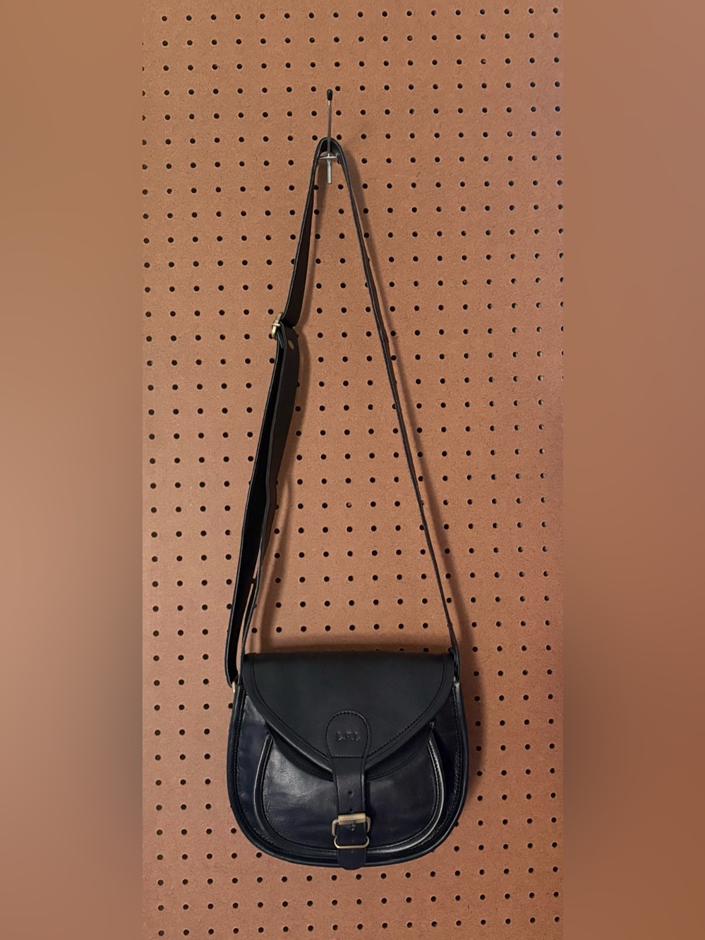 Classic Black Leather Saddle Bag | Womens Small Cross Body Bag
